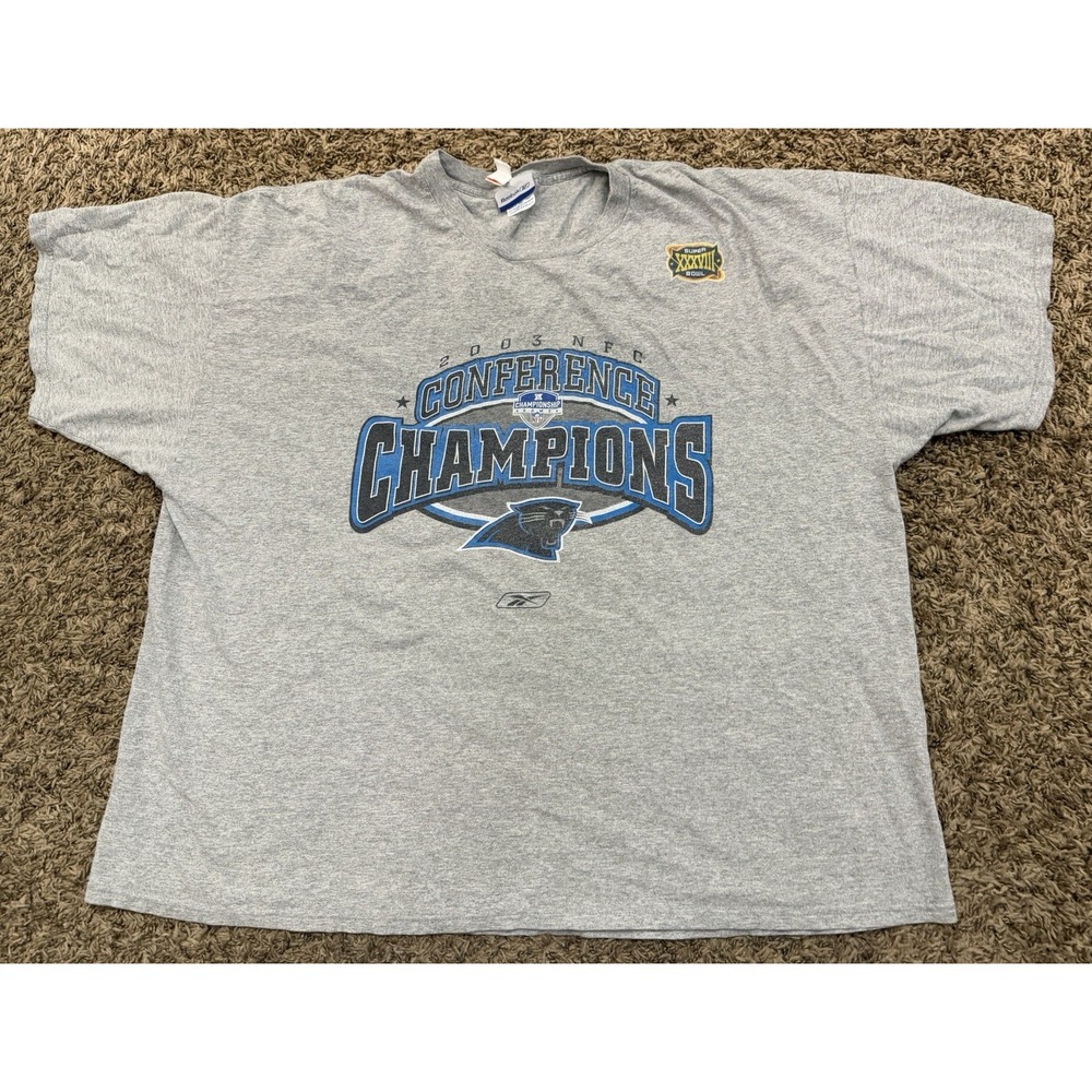 Vintage Y2K 2003 Reebok Carolina Panthers NFC Conference Champions Shirt Sz 2XL - Picture 1 of 5